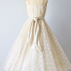 Vintage 1950s Lace Party Formal Dress / Cream and A Hint of Blue / Sabrina image 5