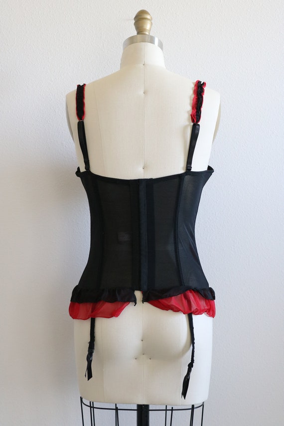 Vintage Black and Red Lace Bustier Bra Corset Siz… - image 6