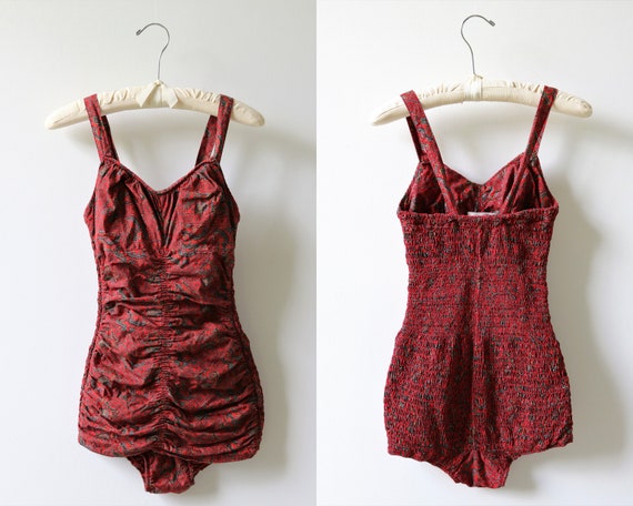 1950s Vintage Swimsuit 50s Red Jantzen Swimming Su