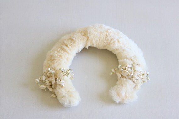 White Fur 50s Detachable Collar Wedding Bridal Ac… - image 1
