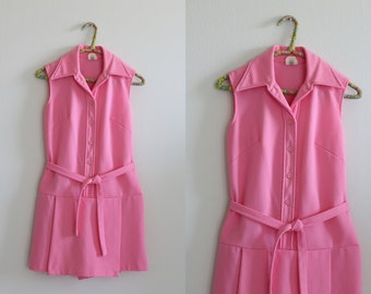 Romper Jumpsuit Hot Pink One Piece Scooter 1960s Shorts Size Small S
