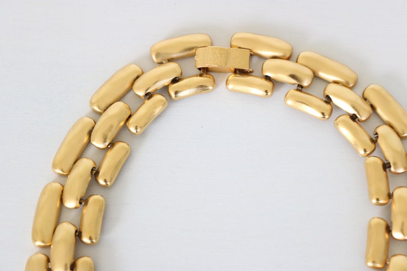Anne Klein Vintage Collar Necklace Gold Tone Wide Matte Egyptian Revival Choker Necklace image 3