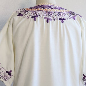 Vintage Peasant Blouse Purple Embroidered Cotton Hungarian Short Sleeve image 5