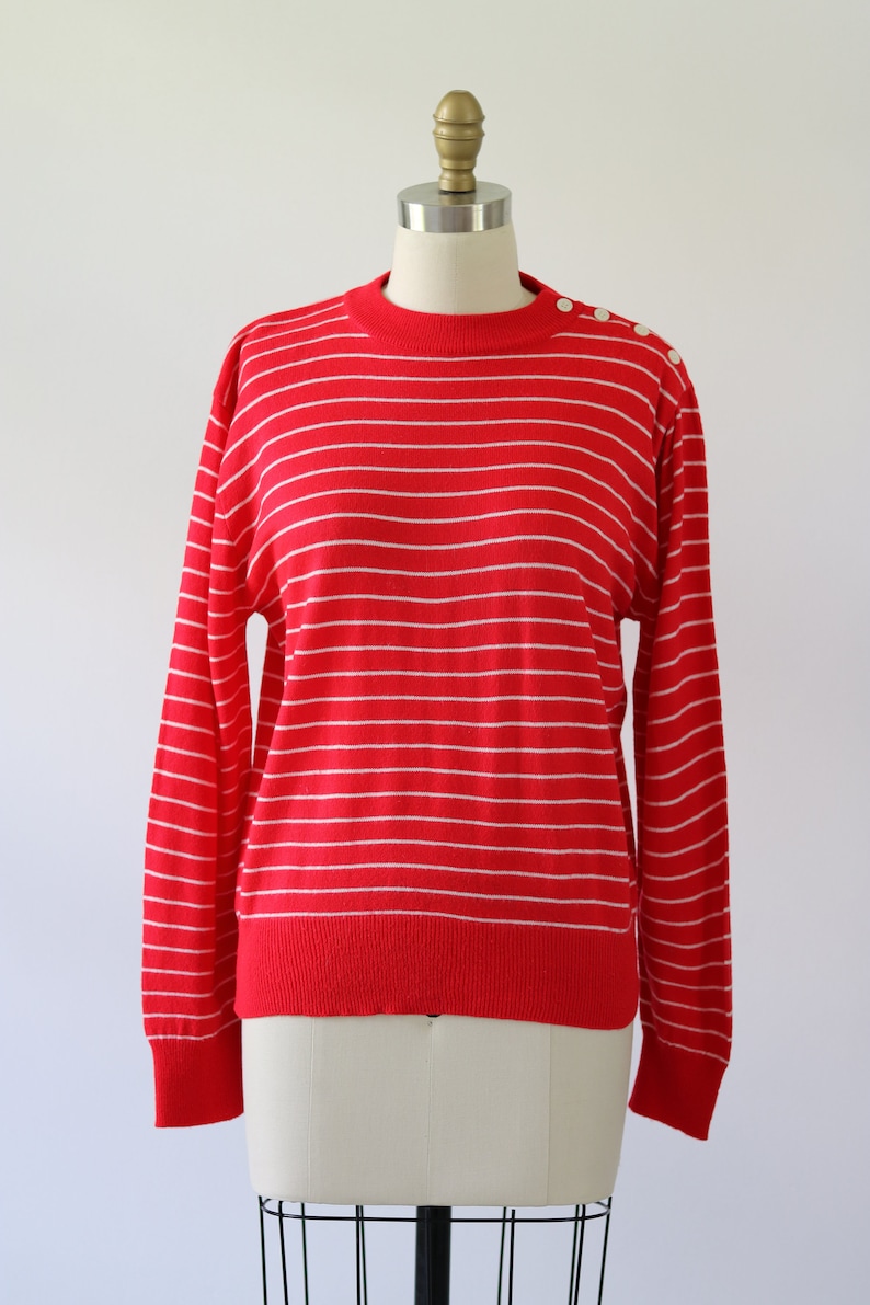 1980s Red Striped Sweater Nautical