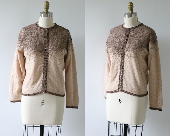Cardigan Sweater Beaded Cashmere Mocha Wedding Bri