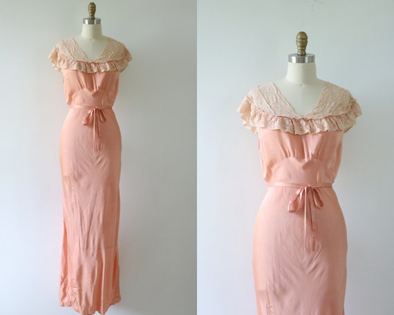 Vintage 1940s Bias Cut Nightgown Lingerie 40s Slip
