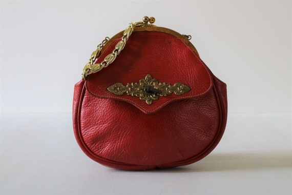 Roger Van S Red Top Handle Handbag Purse 1960s