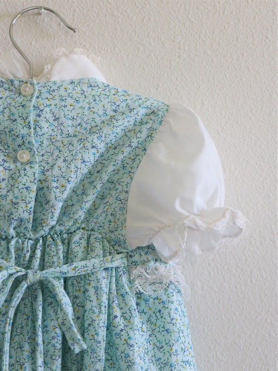 Vintage Baby Toddler Dress Blue Prairie Dress 197… - image 5