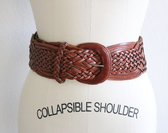 Norma Walters Leather Belt Wide Woven Braided Women's Leather Belt Brown Equestrian