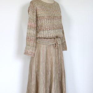 St John Knit Dress Ribbed Skirt & Top 2 Piece Set 1970s Space Dyed image 3