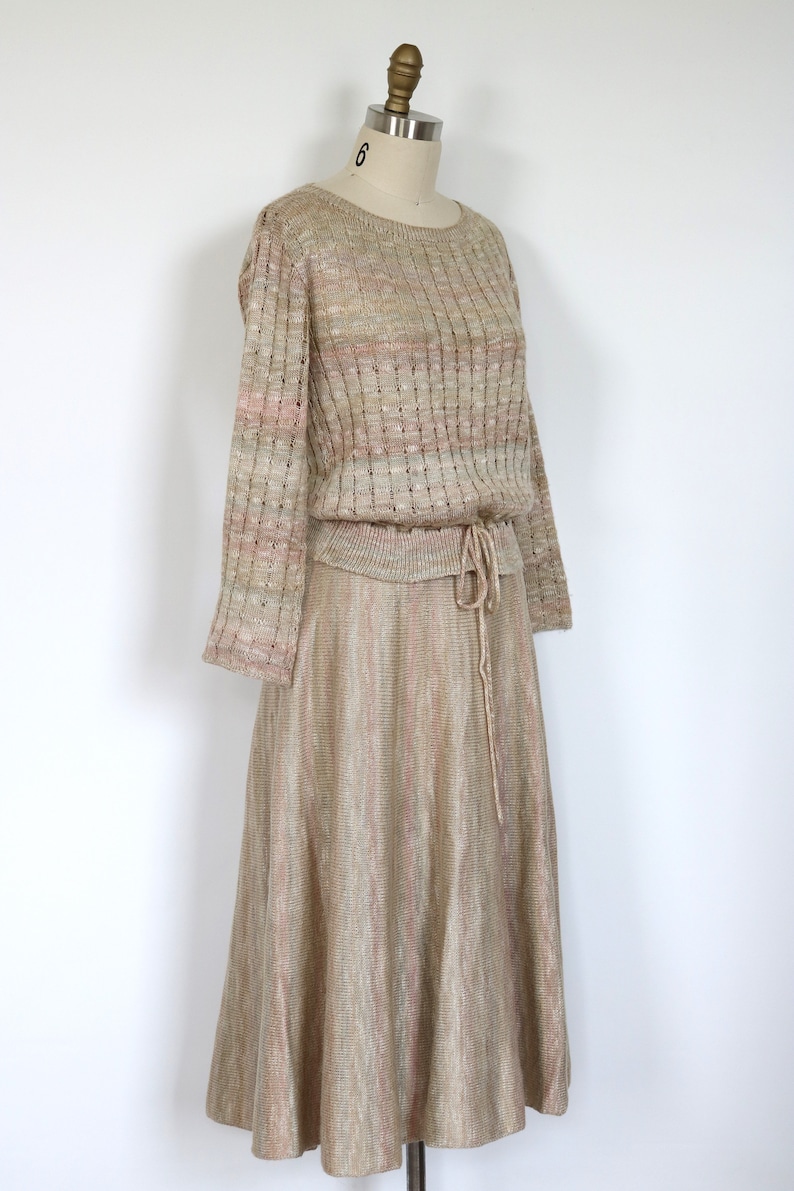 St John Knit Dress Ribbed Skirt & Top 2 Piece Set 1970s Space Dyed image 3