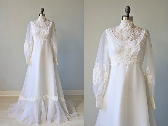 vintage high neck wedding dress