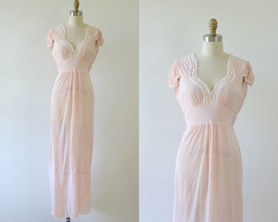 Vintage 1940s Bias Cut Nightgown Lingerie 40s Slip