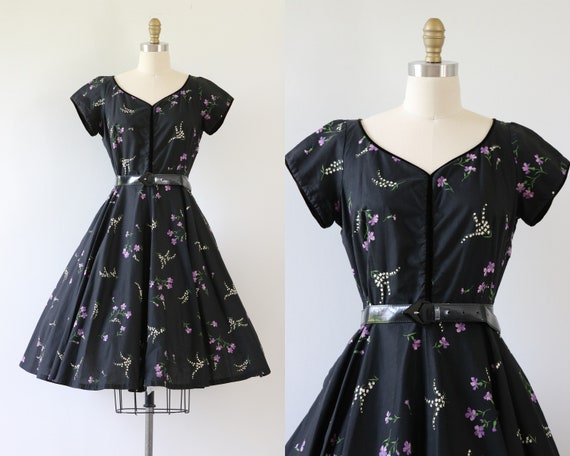 1950s Novelty Cotton Dress Full Circle Skirt