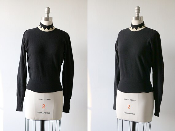 Black Pullover Cashmere Sweater 1950s Pinup Pringl