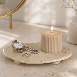 Candle Tray, Ceramic Candle Holder, Speckled Heart Pottery Gift
