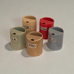 Personalized Ceramic Travel Mug, Hand-Painted Initials, Handmade Stoneware Tumbler, Custom Monogram To-Go Mug