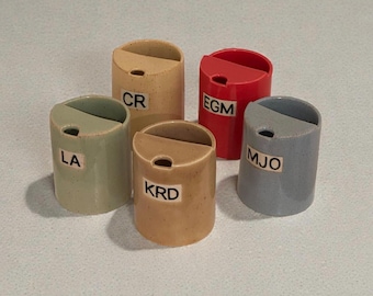 Personalized Ceramic Travel Mug, Hand-Painted Initials, Handmade Stoneware Tumbler, Custom Monogram To-Go Mug