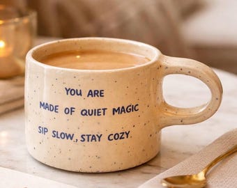 Handmade Personalized Ceramic Mug with Custom Handwritten Message, gift mug