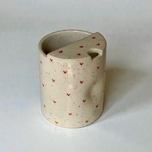 Handmade Ceramic Travel Mug with Thumb Rest, Half-Lid To-Go Cup, Fits Cup Holders