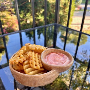 Hand-made Pottery Chip and Dip Bowl | Snack-size Chip and Dip Platter| Veggie and Dip Platter| TV Plate for One | Father’s Day Gift