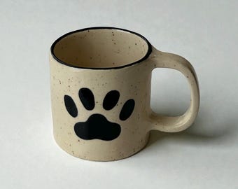 Handmade Ceramic Dog Paw Mug, Pet Lover Coffee Cup, Stoneware Mug