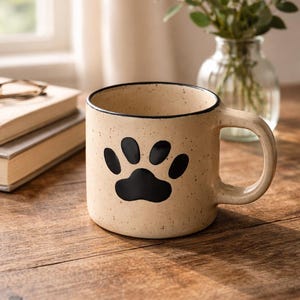 Handmade Ceramic Dog Paw Mug, Pet Lover Coffee Cup, Stoneware Mug