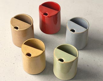 Ceramic Travel Mug, Hand-Painted Pottery Sip Cup, Handmade Stoneware To-Go Mug