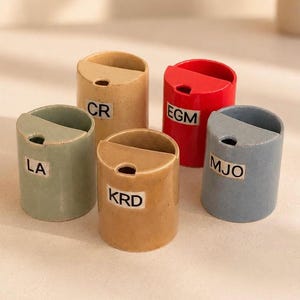 Personalized Ceramic Travel Mug, Hand-Painted Initials, Handmade Stoneware Tumbler, Custom Monogram To-Go Mug