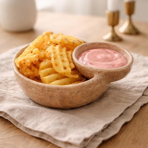 Bol pour chips et trempette en poterie fait main, plateau de collations en céramique, assiette de service divisée
