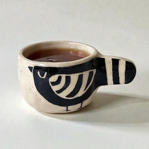 Handmade Ceramic Bird Mug, Hand-Painted Coffee Cup, Stoneware Mug