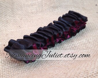 The Original Fully Reversible Bridal Garter shown in burgundy/ black