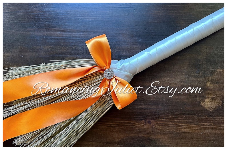 Classic Jump Broom Made .. You Choose the Colors ..shown in ivory/teal image 4