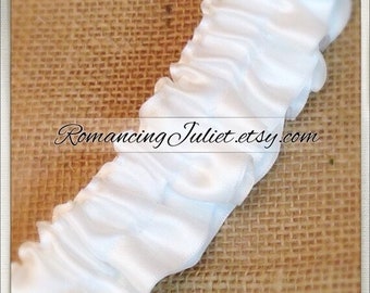 Satin Skirted Plain Bridal Garter...Custom Colors Available..shown in all white