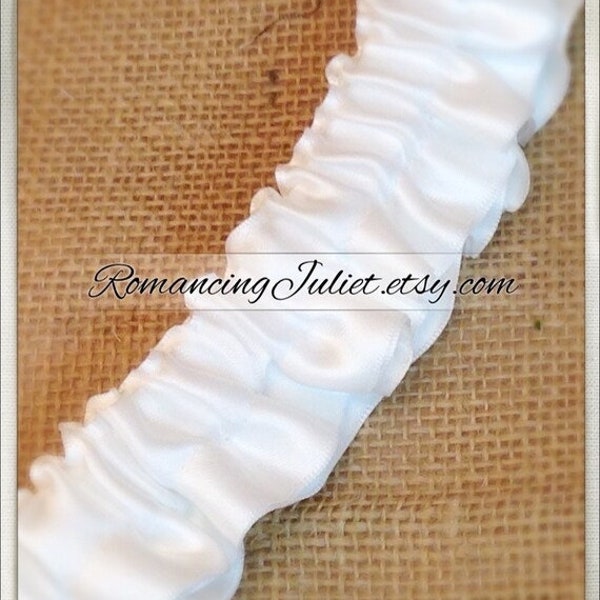 Satin Skirted Plain Bridal Garter...Custom Colors Available..shown in all white