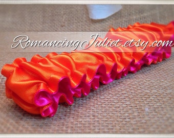 The Original Fully Reversible Bridal Garter..You Choose The Colors..shown in orange/dark  pink