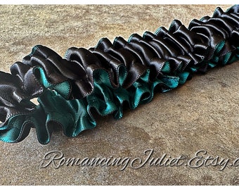 The Original Fully Reversible Bridal Garter..Custom Colors Available..shown in black/teal green