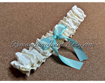 Luxe Bridal Garter..Custom colors Available..Shown in ivory/aqua