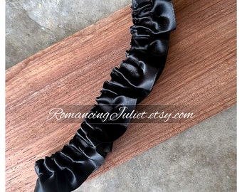 Satin Skirted Plain Bridal Garter...Custom Colors Available..shown in all black