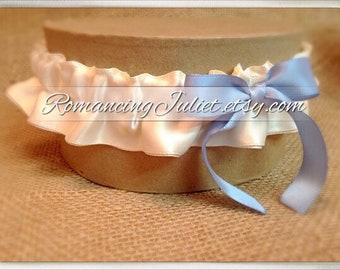 Satin Skirted Satin Bridal Garter....Custom Colors Available..shown in ivory/light blue