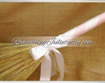 Classic Jump Broom with Rhinestone Accent ..shown in white/pale pink