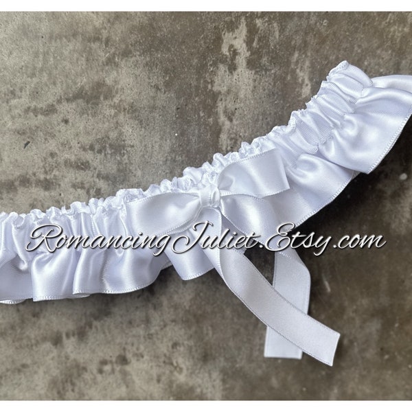 Satin Skirted Satin Bridal Garter in white/white