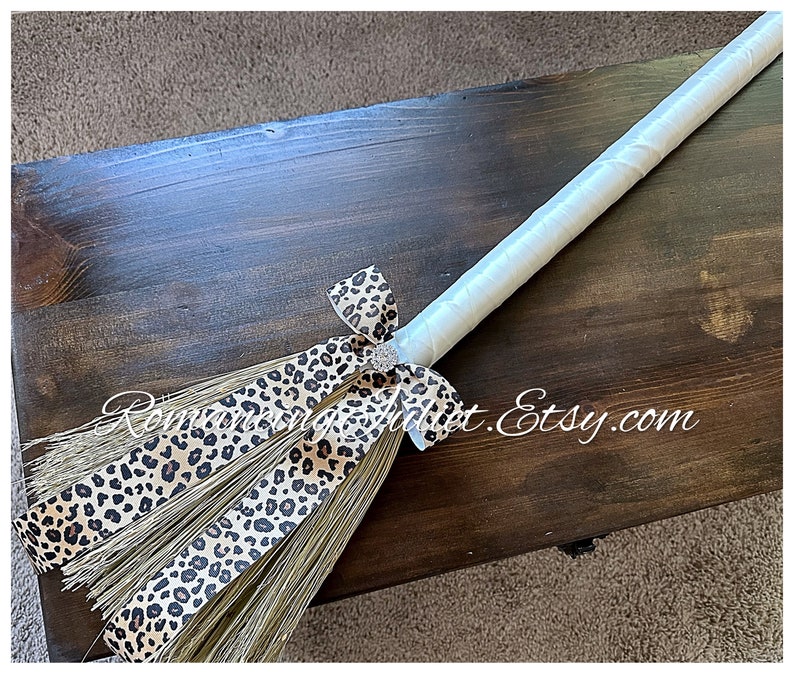 Classic Jump Broom Made .. You Choose the Colors ..shown in ivory/teal image 6