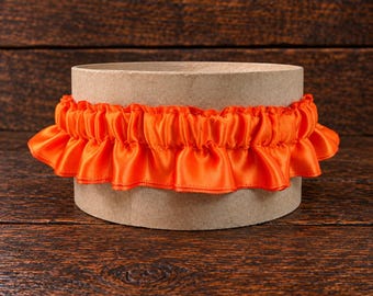 Satin Skirted Bridal Garter... Custom Colors Available.. Shown in orange