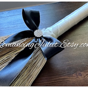 Classic Jump Broom Made .. You Choose the Colors ..shown in ivory/teal image 2