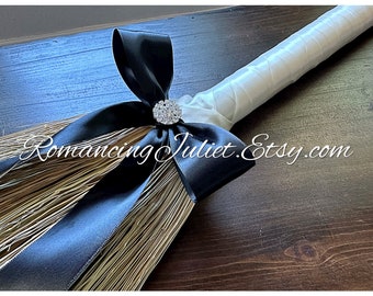 Classic Jump Broom Made .. You Choose the Colors ..shown in ivory/black