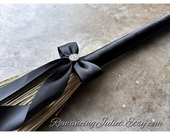 Classic Jump Broom .. You Choose the Colors ..shown in all black