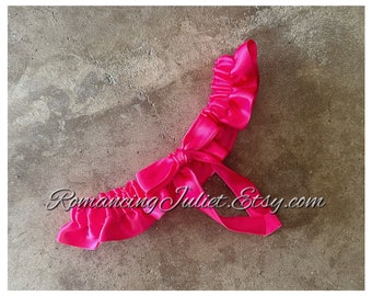 Satin Skirted Satin Bridal Garter in hot pink/hot pink