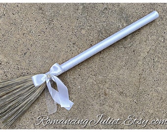 Classic Jump Broom Made in Your Custom Colors with Rhinestone Accent ..shown in ALL white