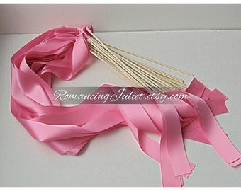 Instead of Rice Bamboo Jumbo Ribbon Streamer Wands...PACK OF 50 in doll pink